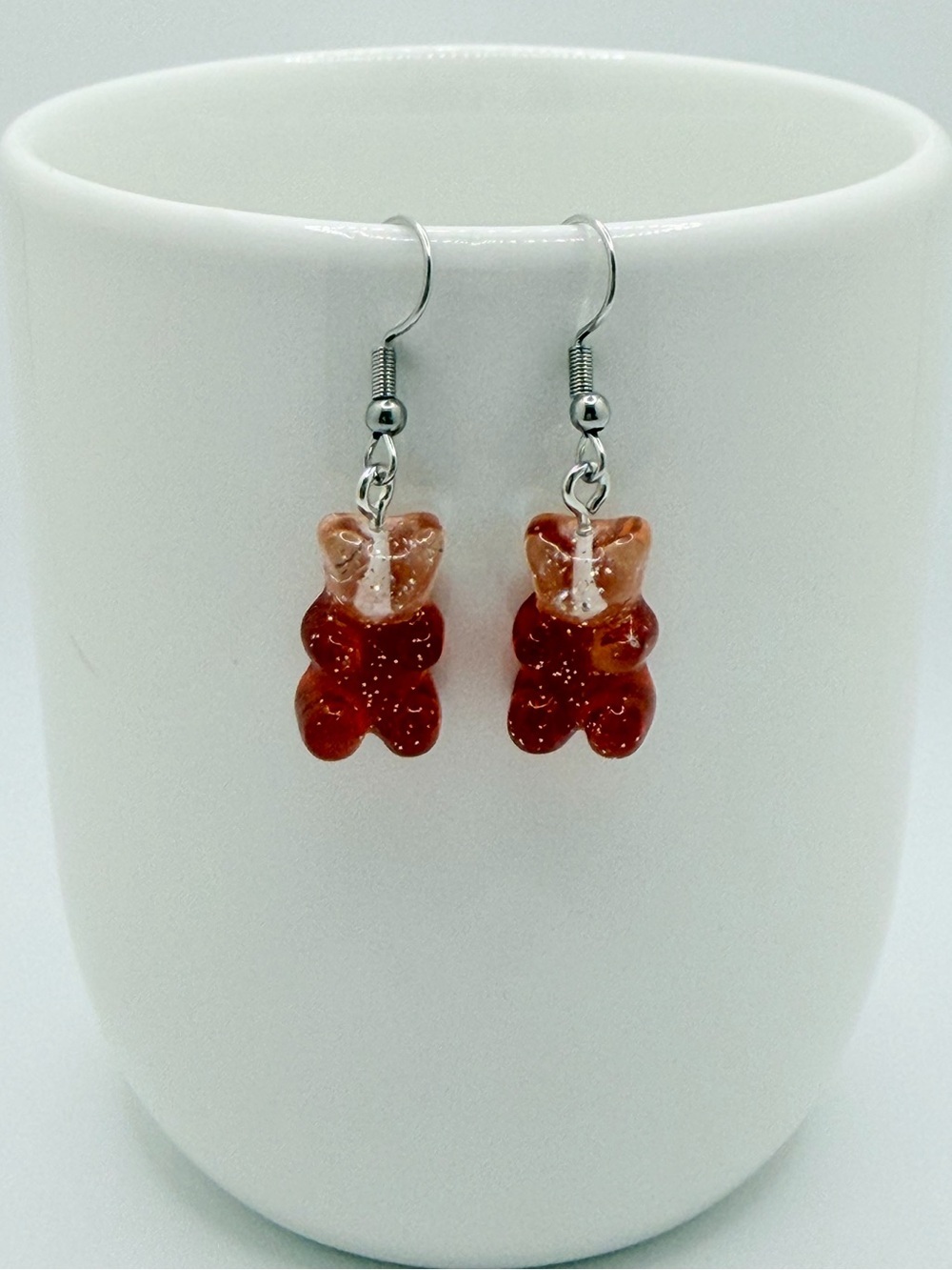 Glitter Gummy Bear Drop Earrings Handmade Y2K Festival Jewelry